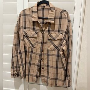 Plaid Tan and Black Shirt like Shacket